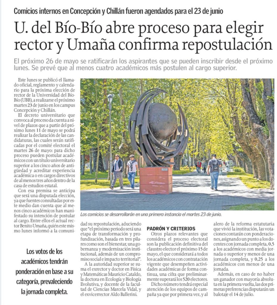 U. del Bío-Bío abre proceso para elegir rector y Umaña confirma repostulación